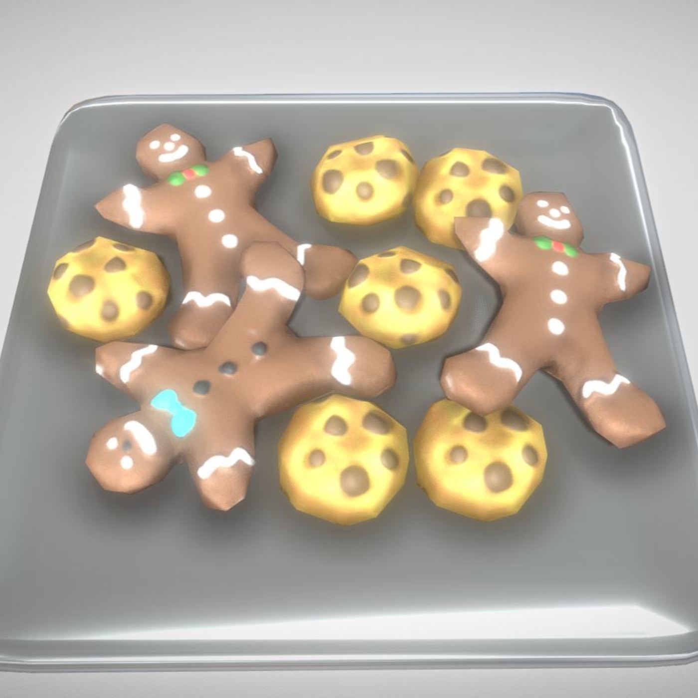 Gingerbread People And Cookies Low-Poly Low-poly 3D model_4