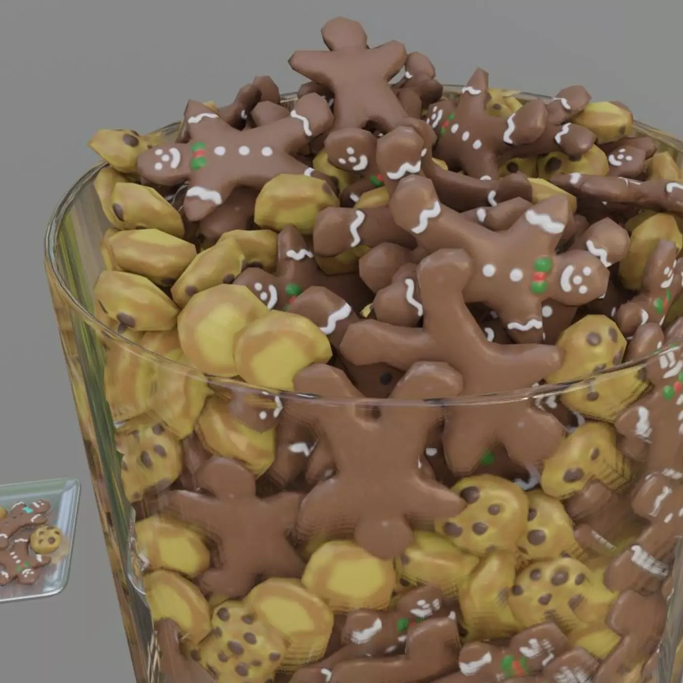 Gingerbread People And Cookies Low-Poly Low-poly 3D model_0