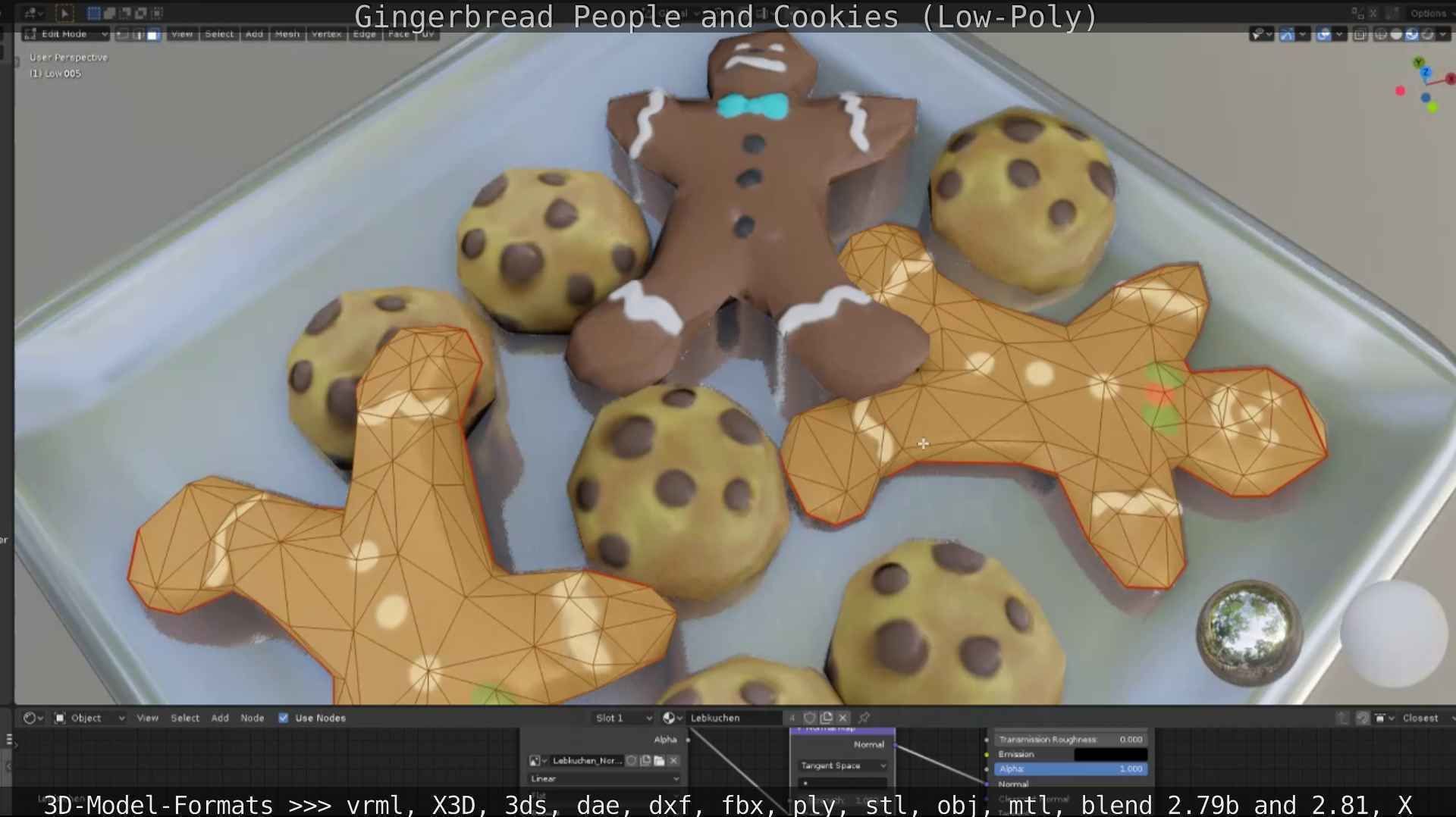 Gingerbread People And Cookies Low-Poly Low-poly 3D model_92