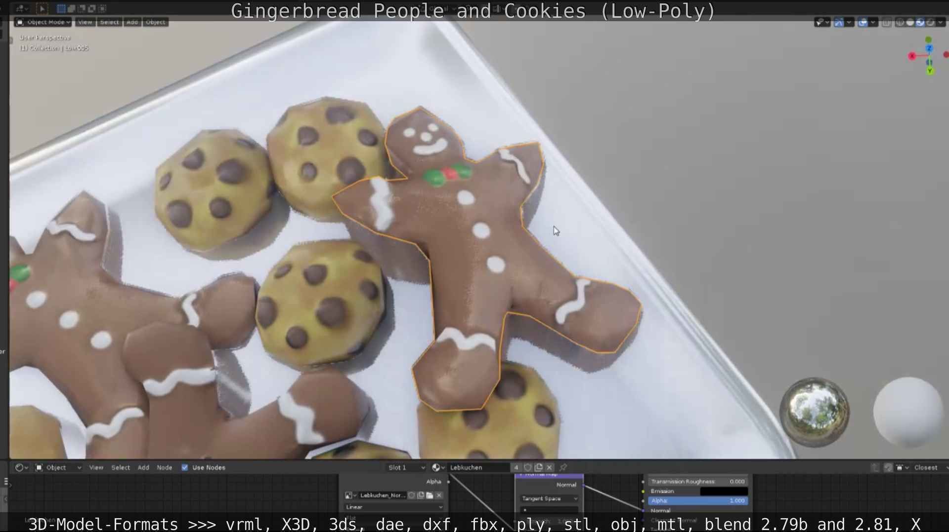 Gingerbread People And Cookies Low-Poly Low-poly 3D model_37