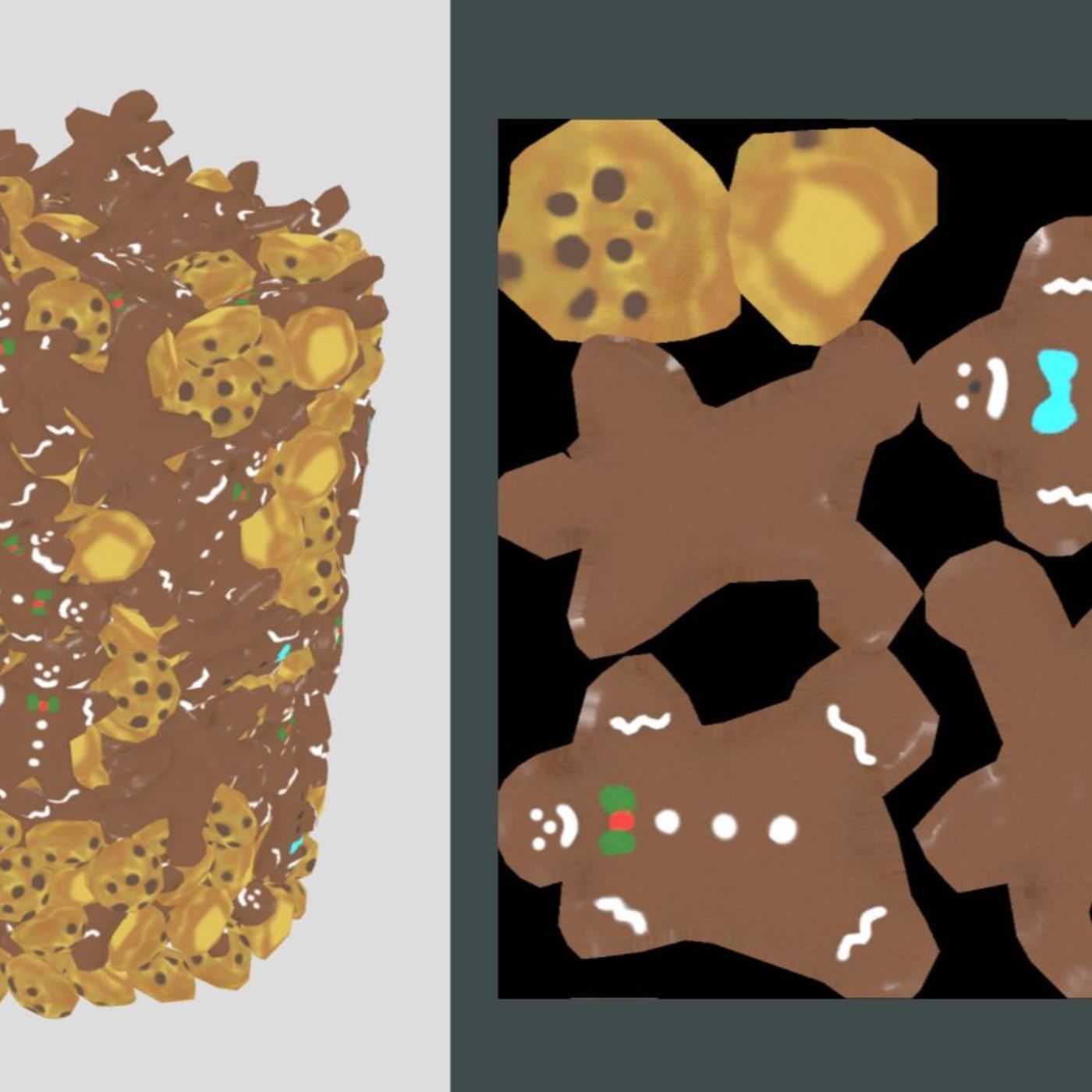 Gingerbread People And Cookies Low-Poly Low-poly 3D model_8