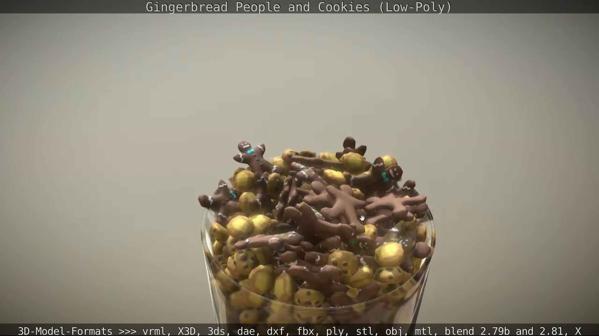 Gingerbread People And Cookies Low-Poly Low-poly 3D model_57