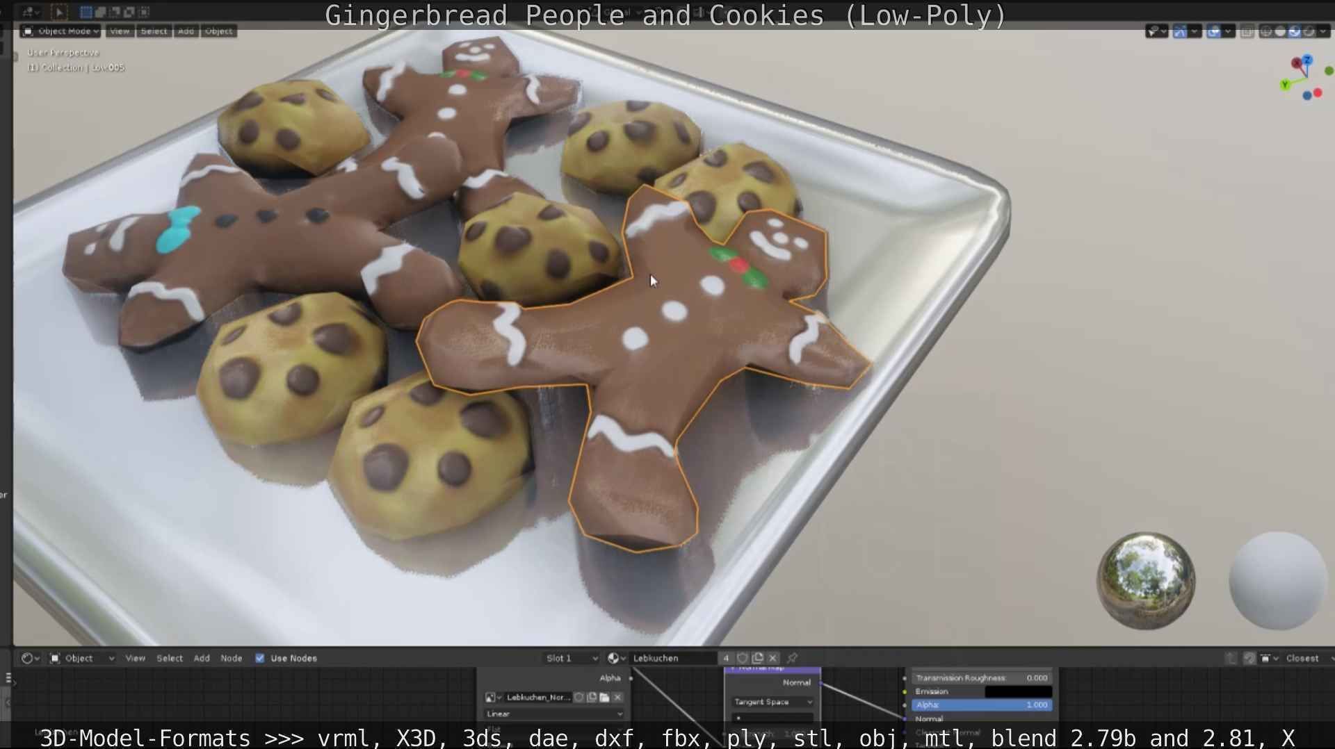 Gingerbread People And Cookies Low-Poly Low-poly 3D model_90