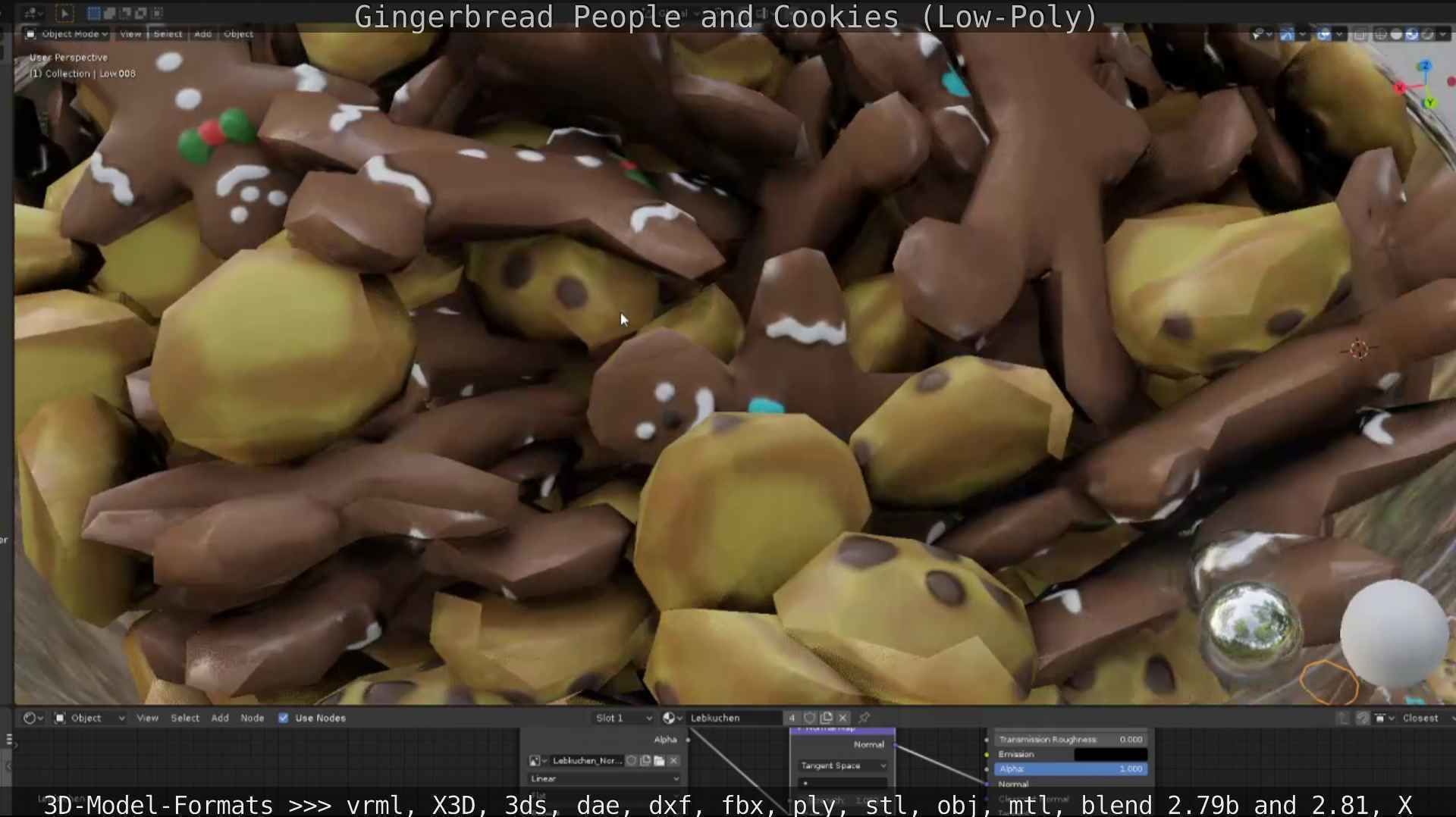 Gingerbread People And Cookies Low-Poly Low-poly 3D model_17