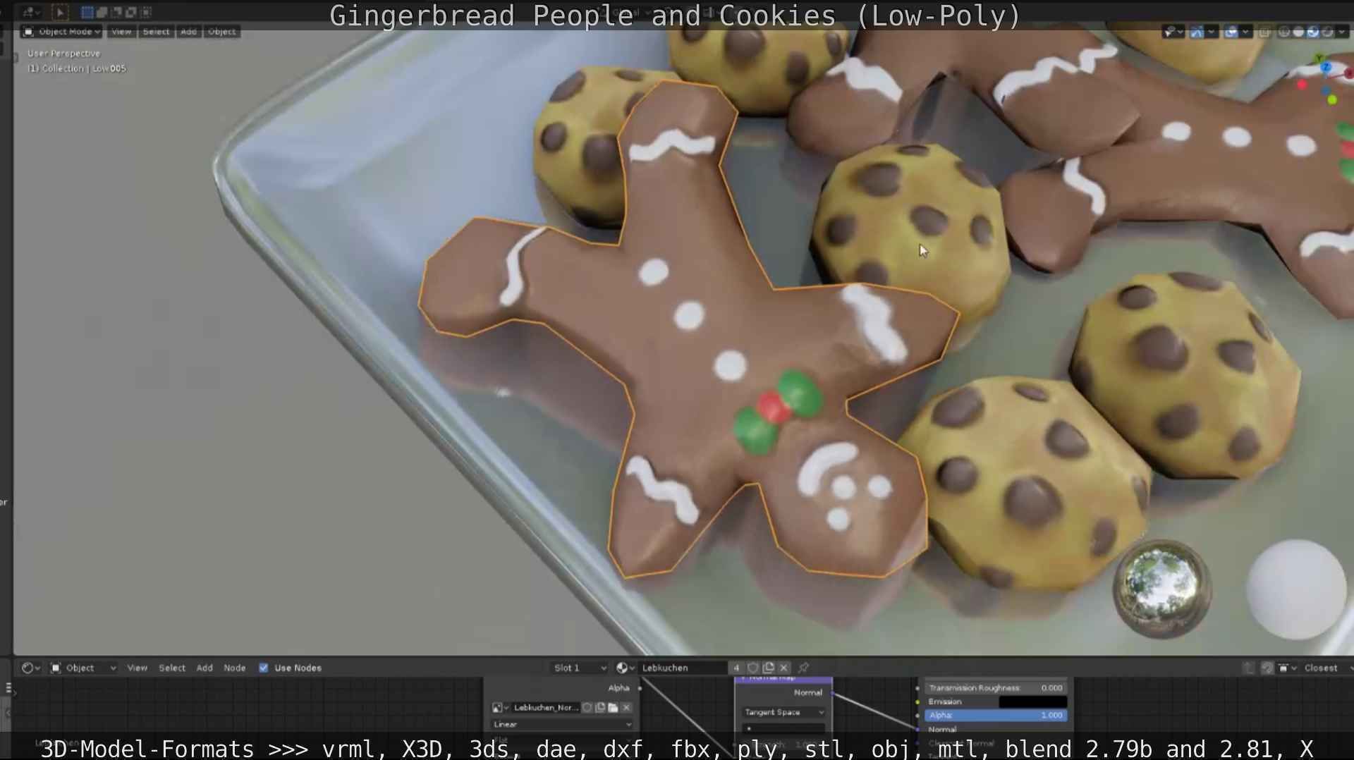 Gingerbread People And Cookies Low-Poly Low-poly 3D model_93