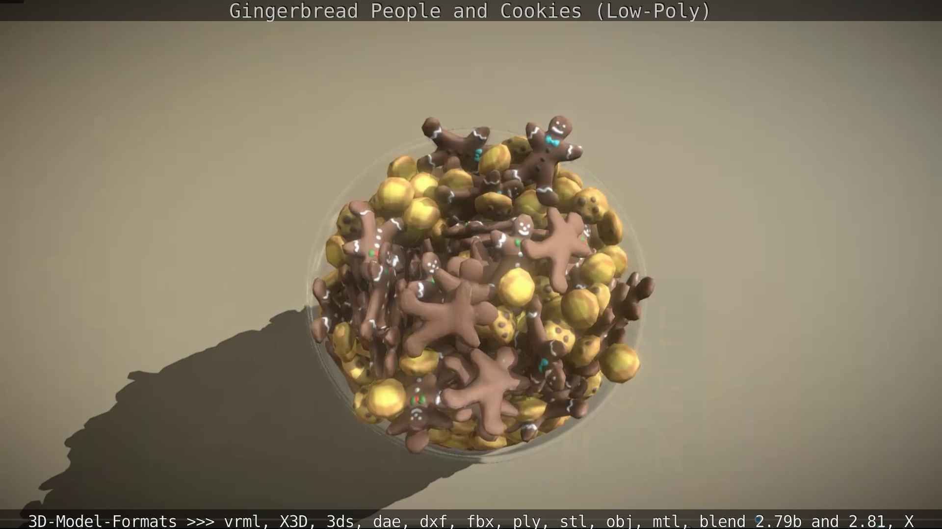Gingerbread People And Cookies Low-Poly Low-poly 3D model_41