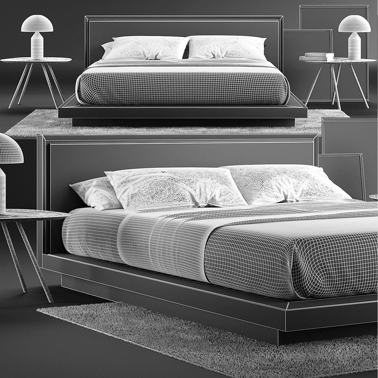 Envy Queen Bed SET 3D model_2