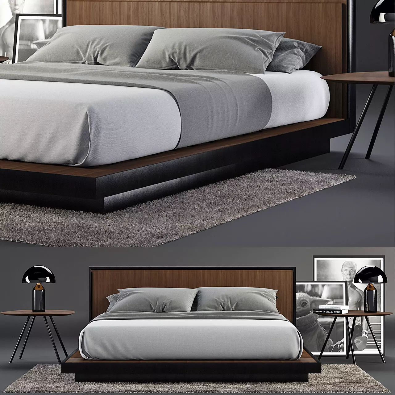 Envy Queen Bed SET 3D model_0