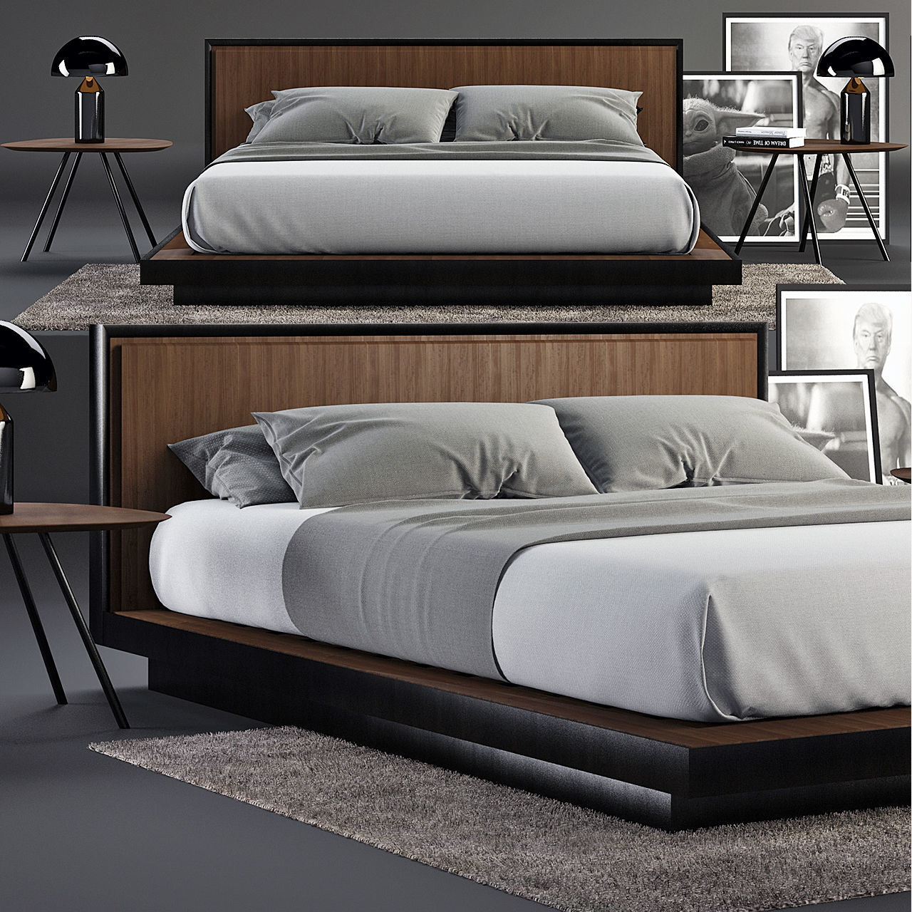 Envy Queen Bed SET 3D model_1