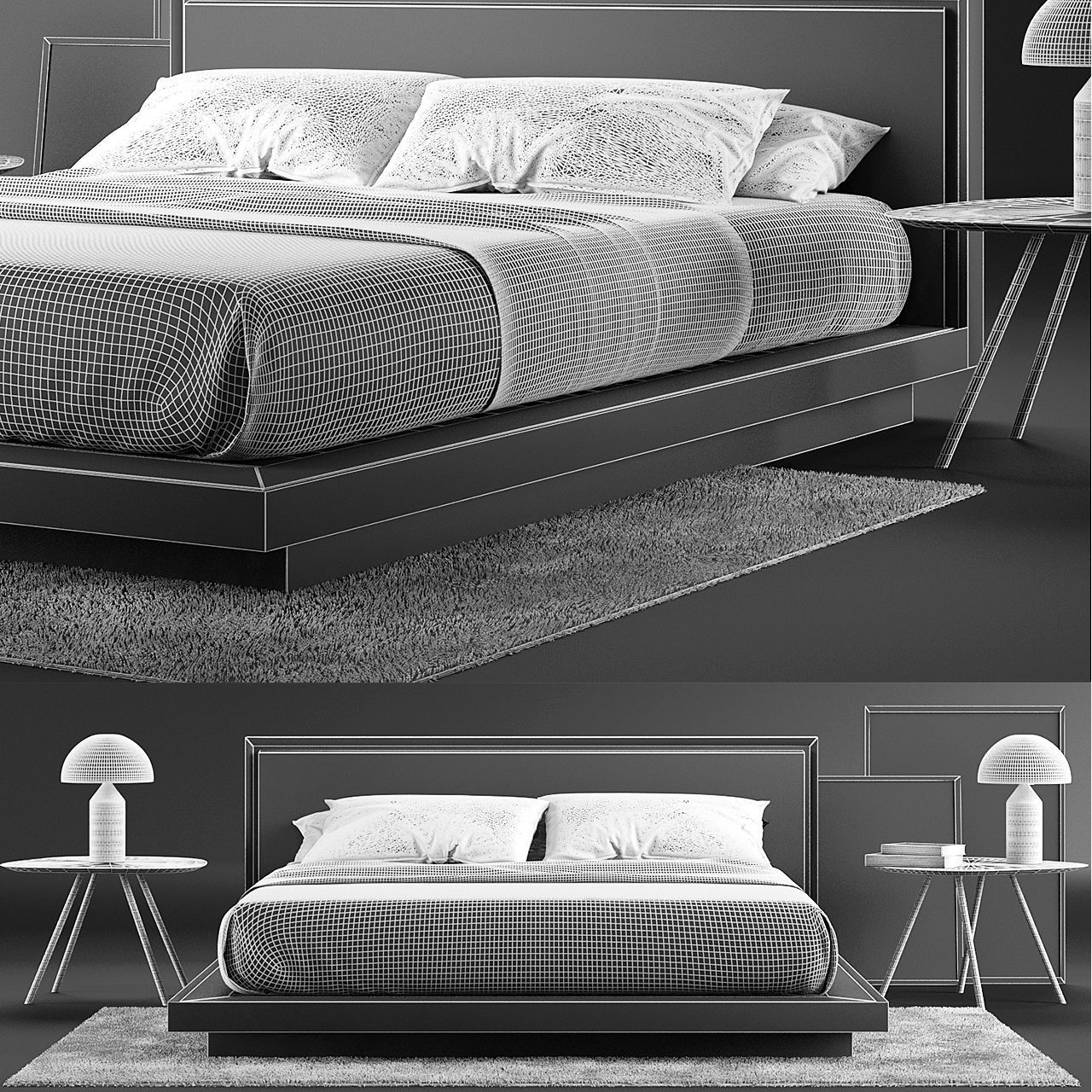 Envy Queen Bed SET 3D model_5