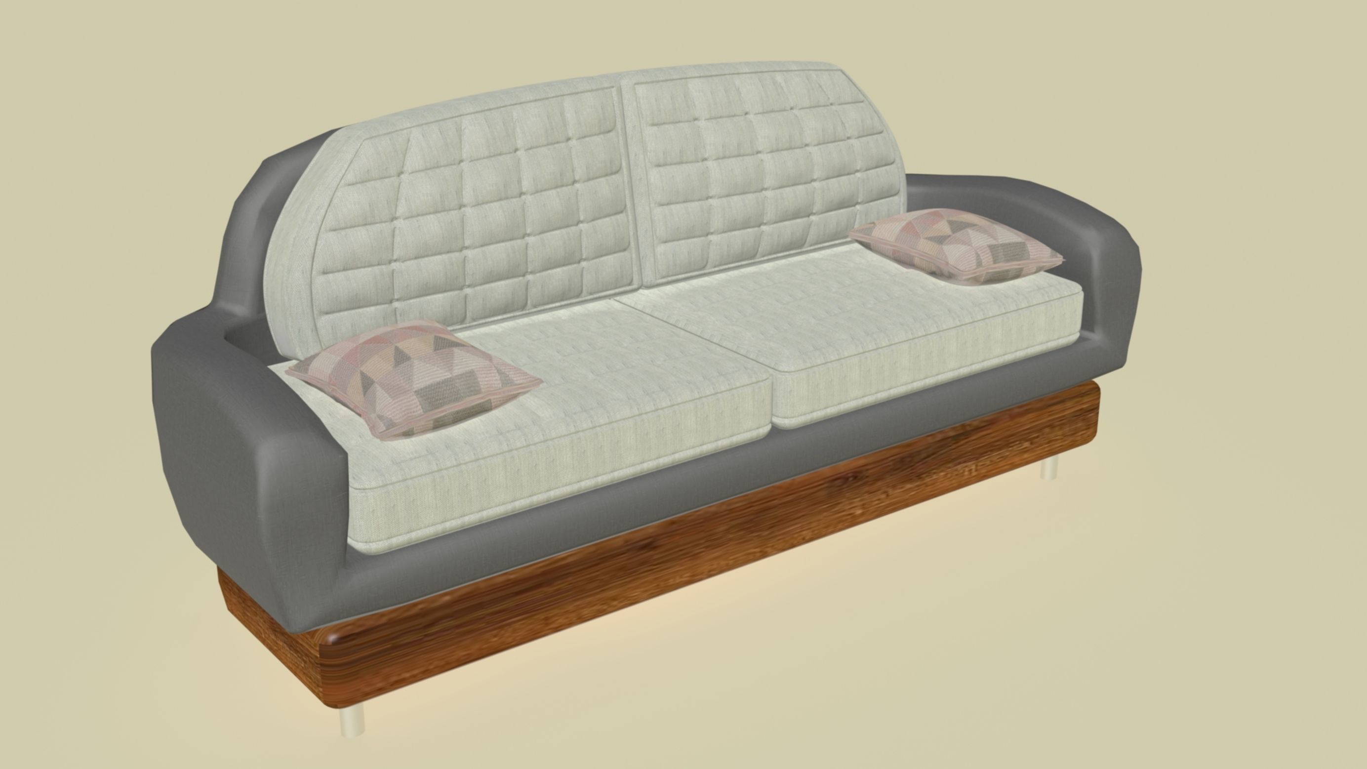 Rounded smooth patterned sofa 3D model_2