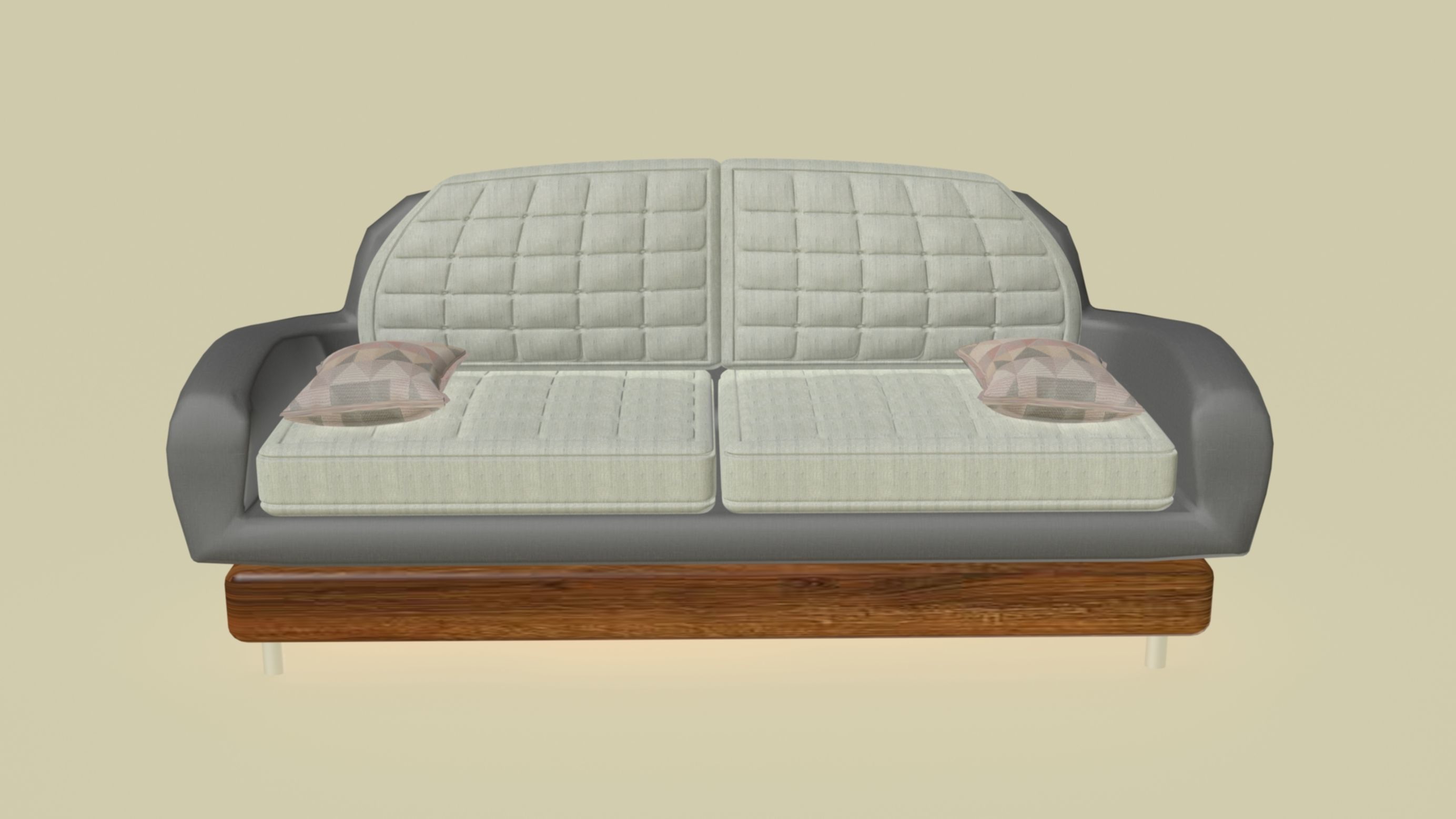 Rounded smooth patterned sofa 3D model_3