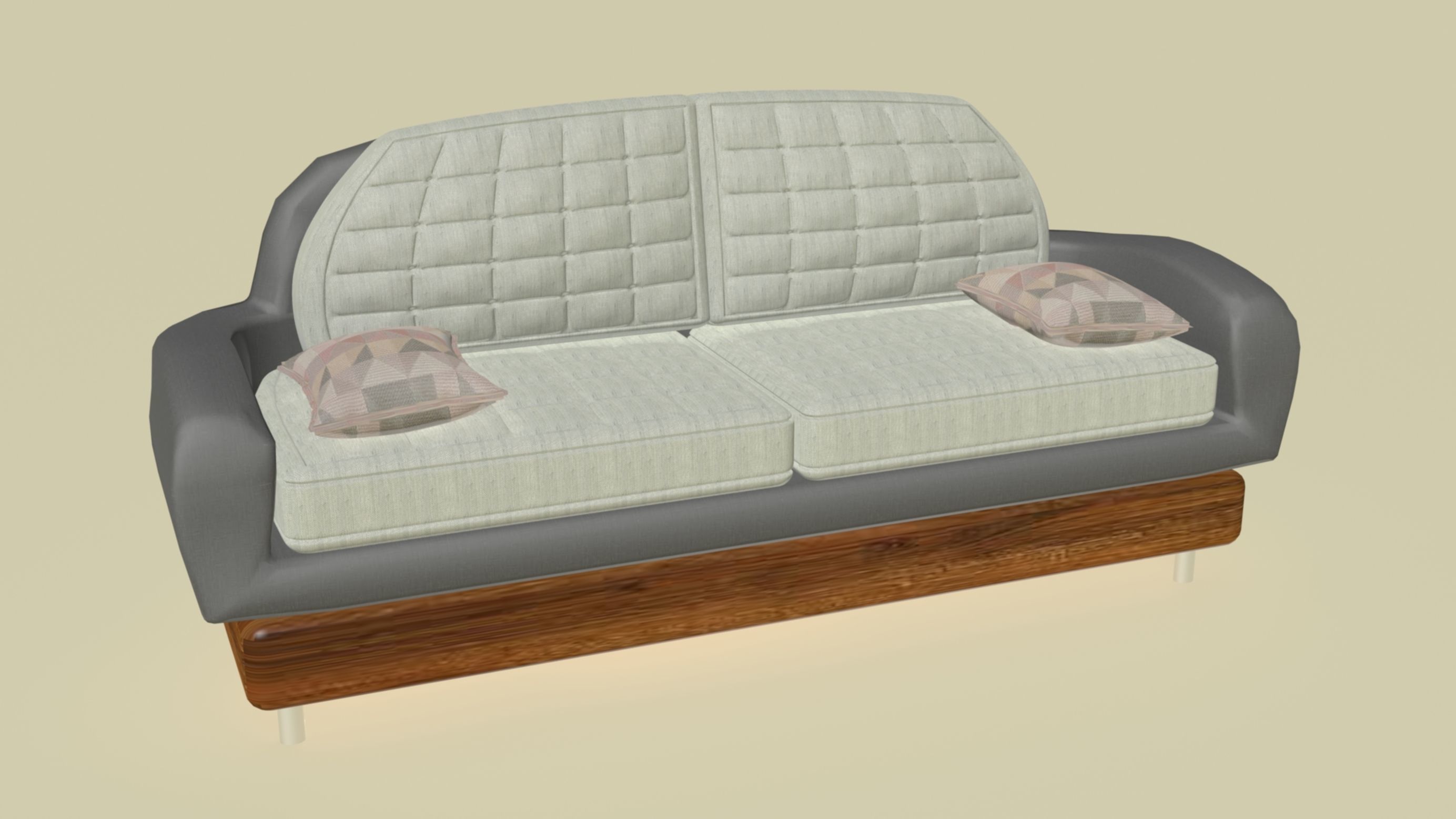 Rounded smooth patterned sofa 3D model_1
