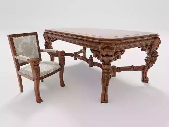 table and chair w lion