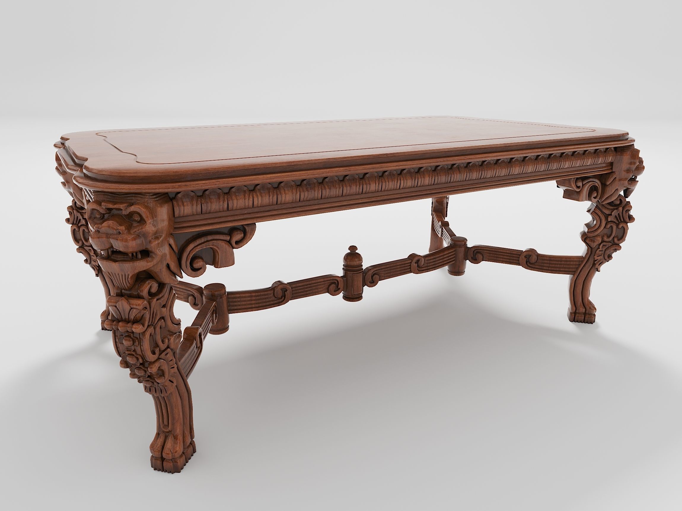 table and chair w lion 3D model_1