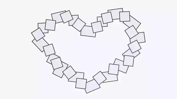 Photos on ground heart shape 3D model