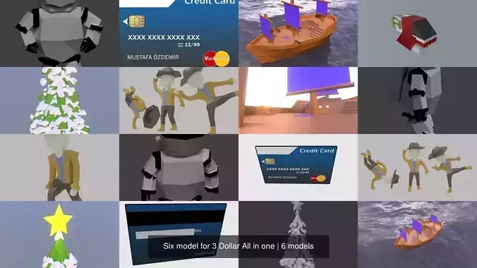 Six model for 3 Dollar All in one 3D Model Collection