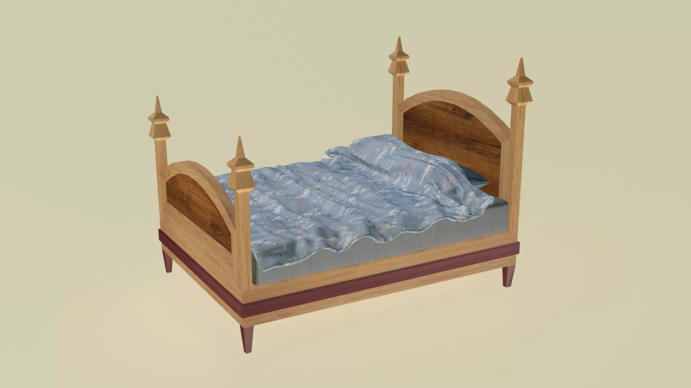 Wooden classical sleeping bed 3D model
