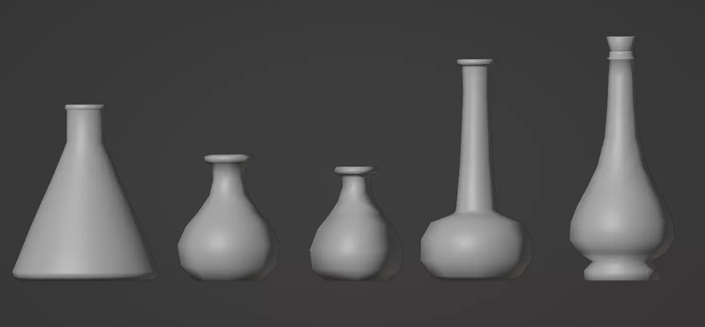 Alchemy Beakers and Vases Low-poly 3D model_0