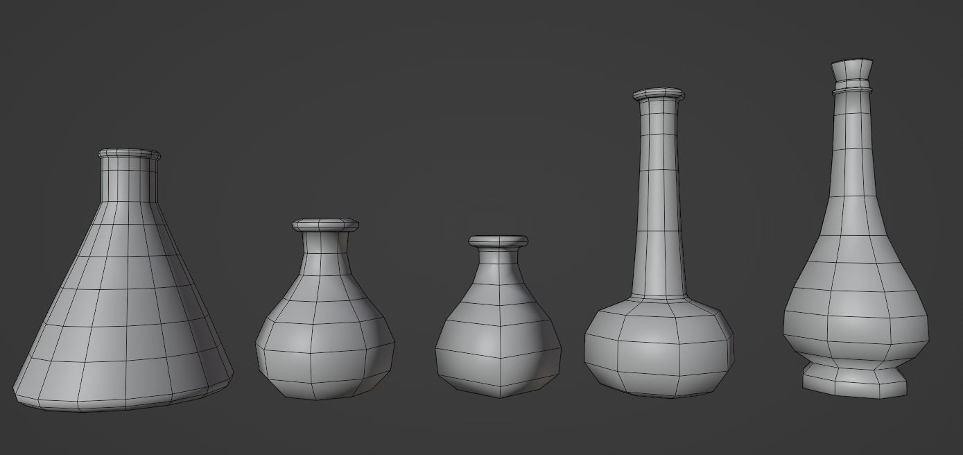 Alchemy Beakers and Vases Low-poly 3D model_1