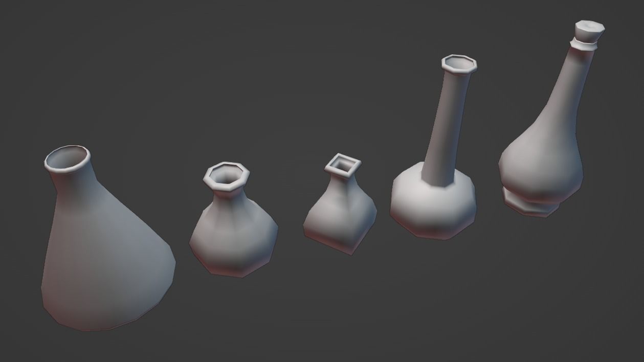 Alchemy Beakers and Vases Low-poly 3D model_2