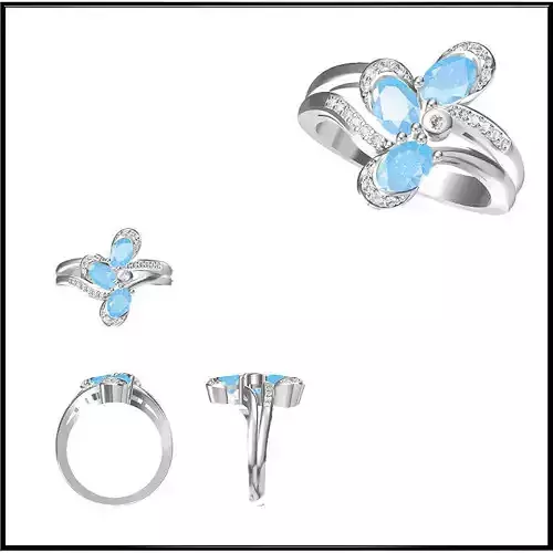 JCD Format Unique Color stone rings jewelry cam