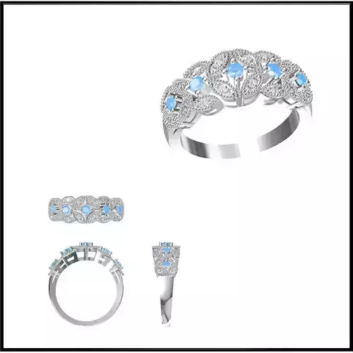 JCD Format Unique Color stone rings jewelry cad