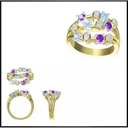 JCD Format Mens color stone rings autocad jewelry