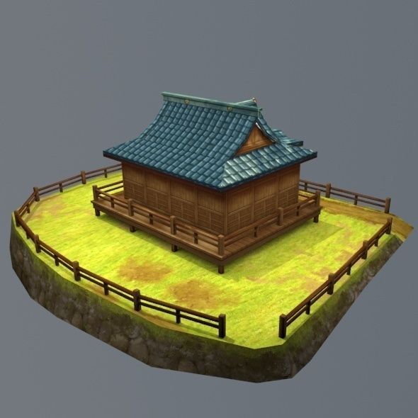 house low-poly for game mobile Low-poly 3D model_2