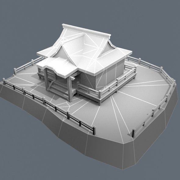house low-poly for game mobile Low-poly 3D model_1