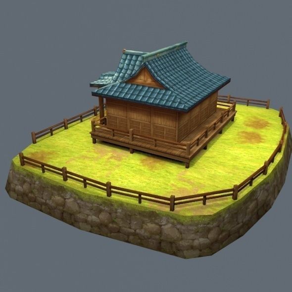 house low-poly for game mobile Low-poly 3D model_3