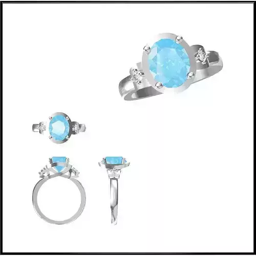 JCD Format  Diamond color stone rings rhino 3d jewelry