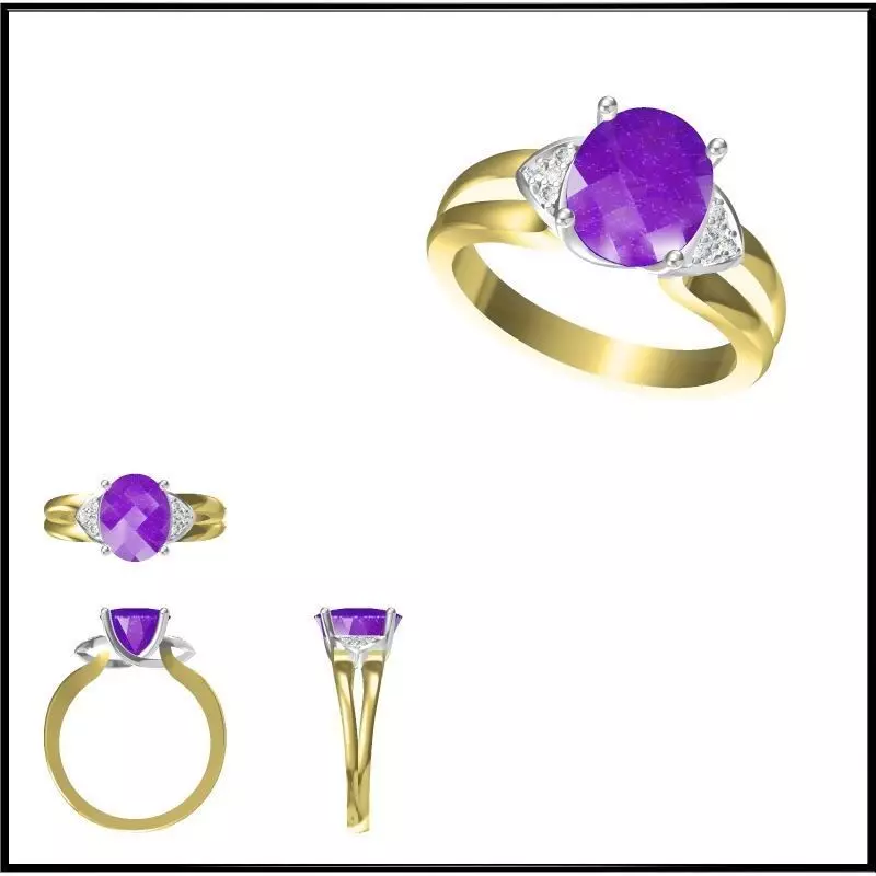 JCD Format Diamond color stone rings cad ring design 3D print model