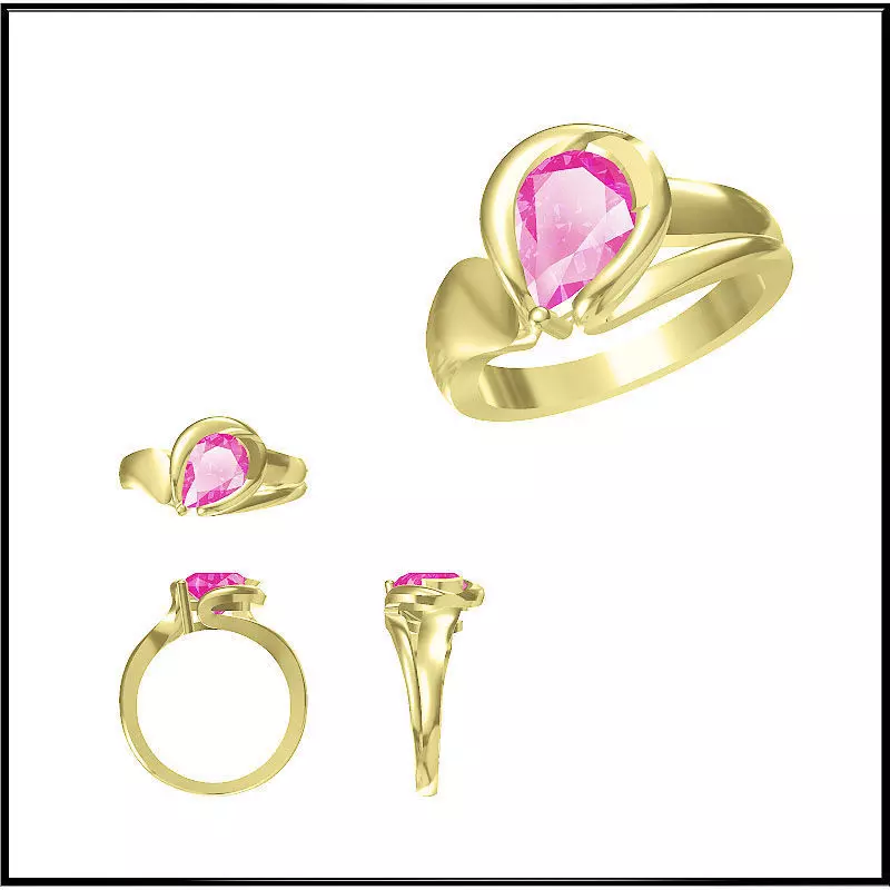 JCD Format Diamond color stone rings cad color stone ring 3D print model