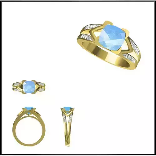 JCD Format  Diamond color stone rings 3dm jewelry