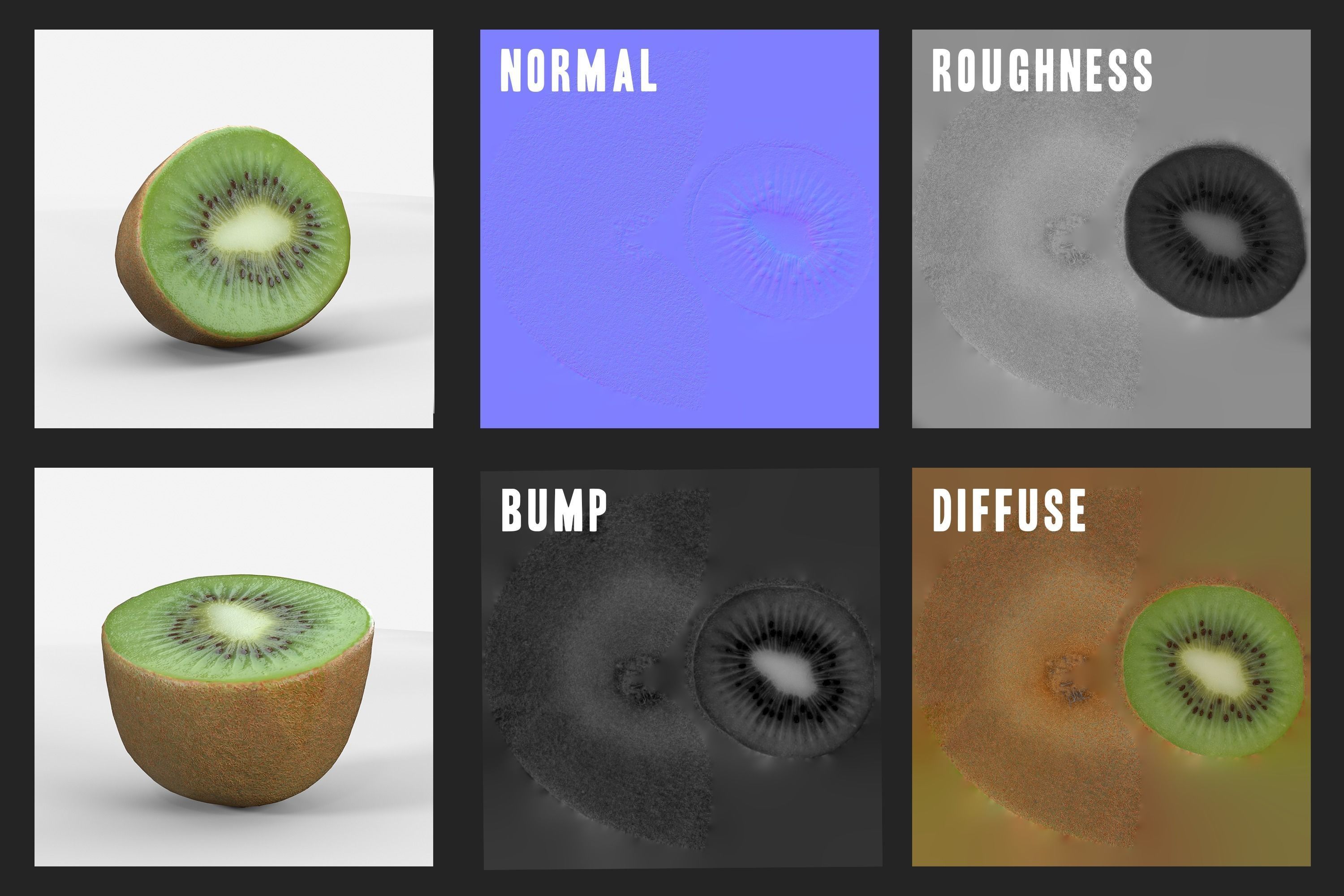Green Kiwi Fruit 3D model photoscan Low-poly 3D model_9