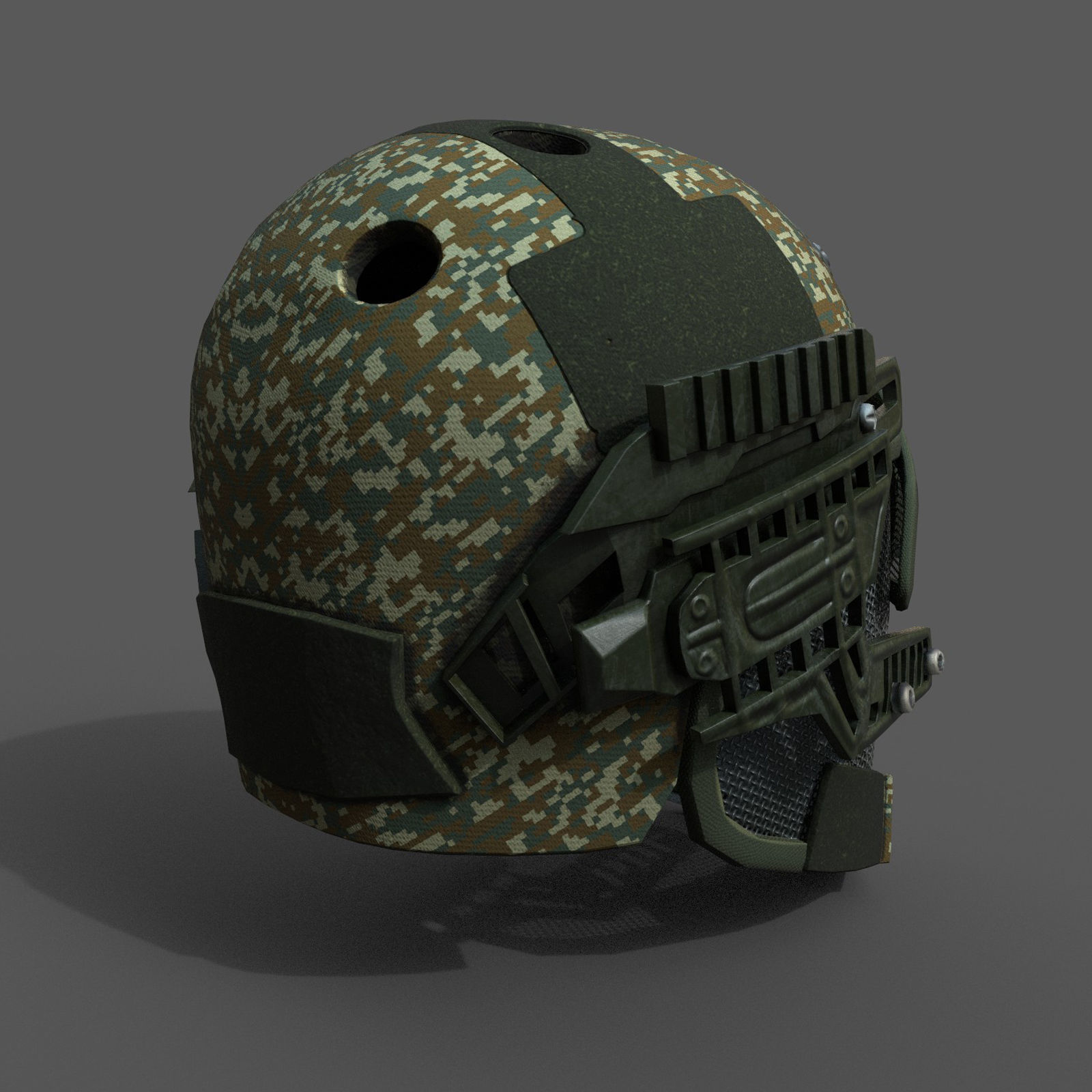 Helmet military combat soldier scifi fantasy human protection Low-poly 3D model_4