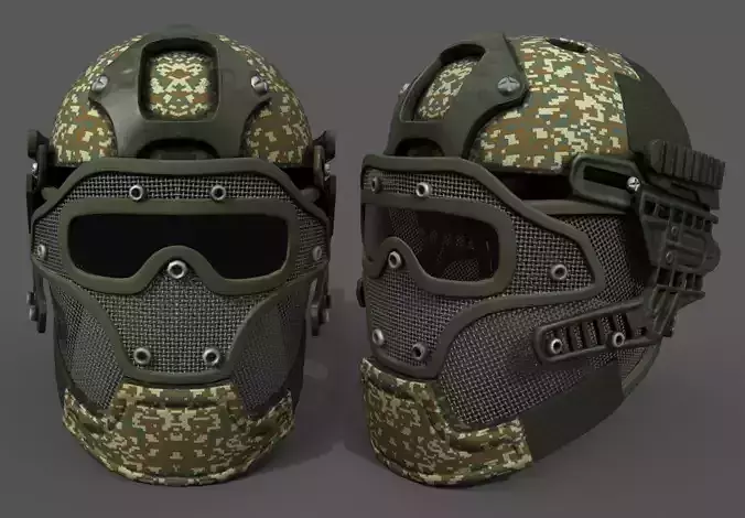 Helmet military combat soldier scifi fantasy human protection Low-poly 3D model Helmet military combat soldier scifi fantasy human protection Low-poly 3D model