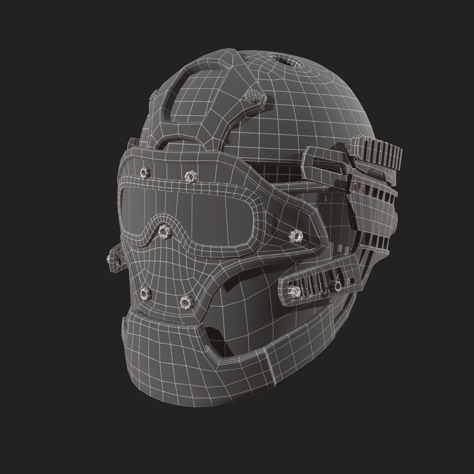 Helmet military combat soldier scifi fantasy human protection Low-poly 3D model_9