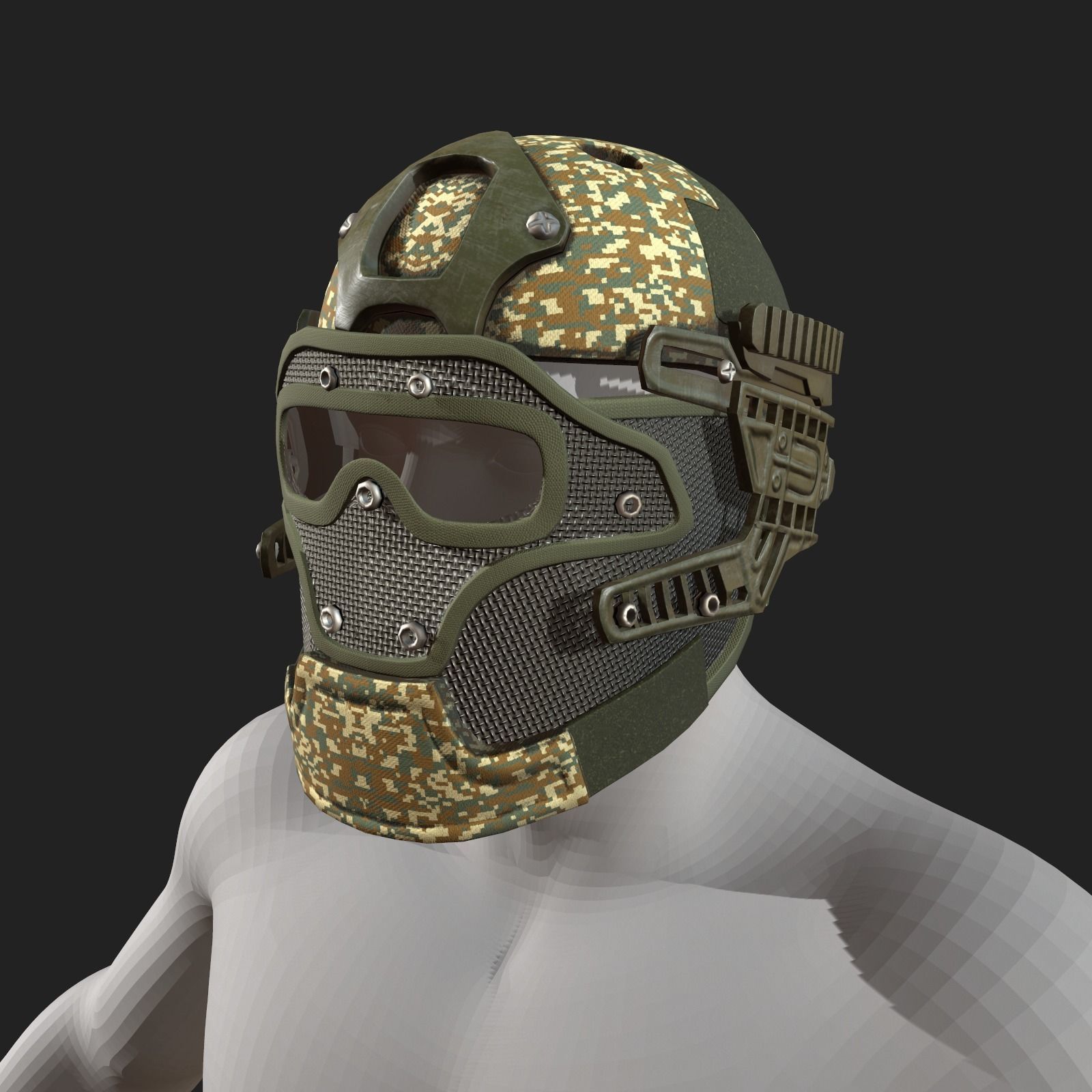 Helmet military combat soldier scifi fantasy human protection Low-poly 3D model_8