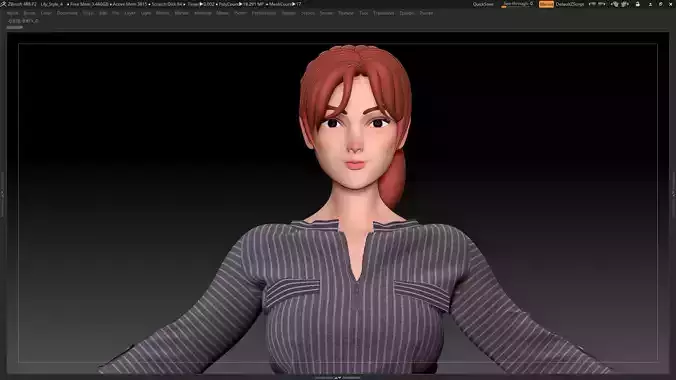 ZBrush Stylized Character Female Base Mesh No18 Style 4