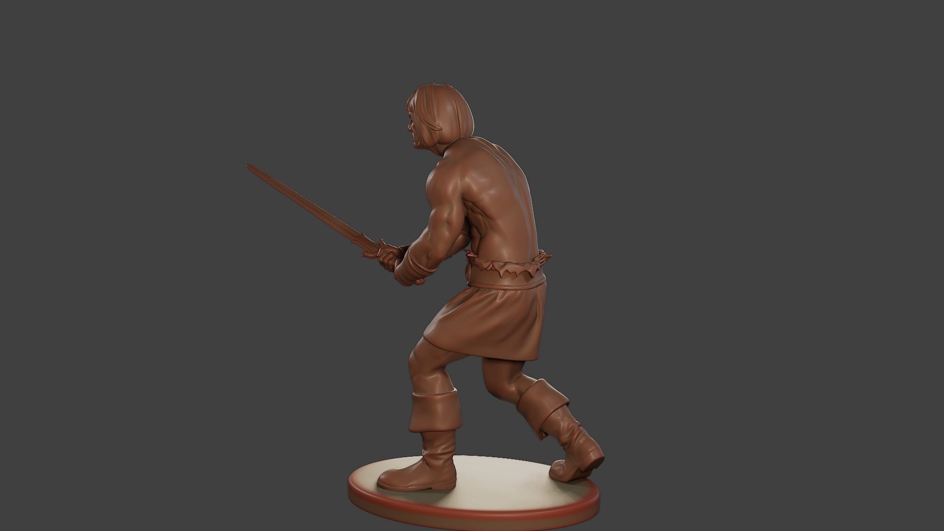 Male Barbarian 2HSword Combat2 3D print model_4