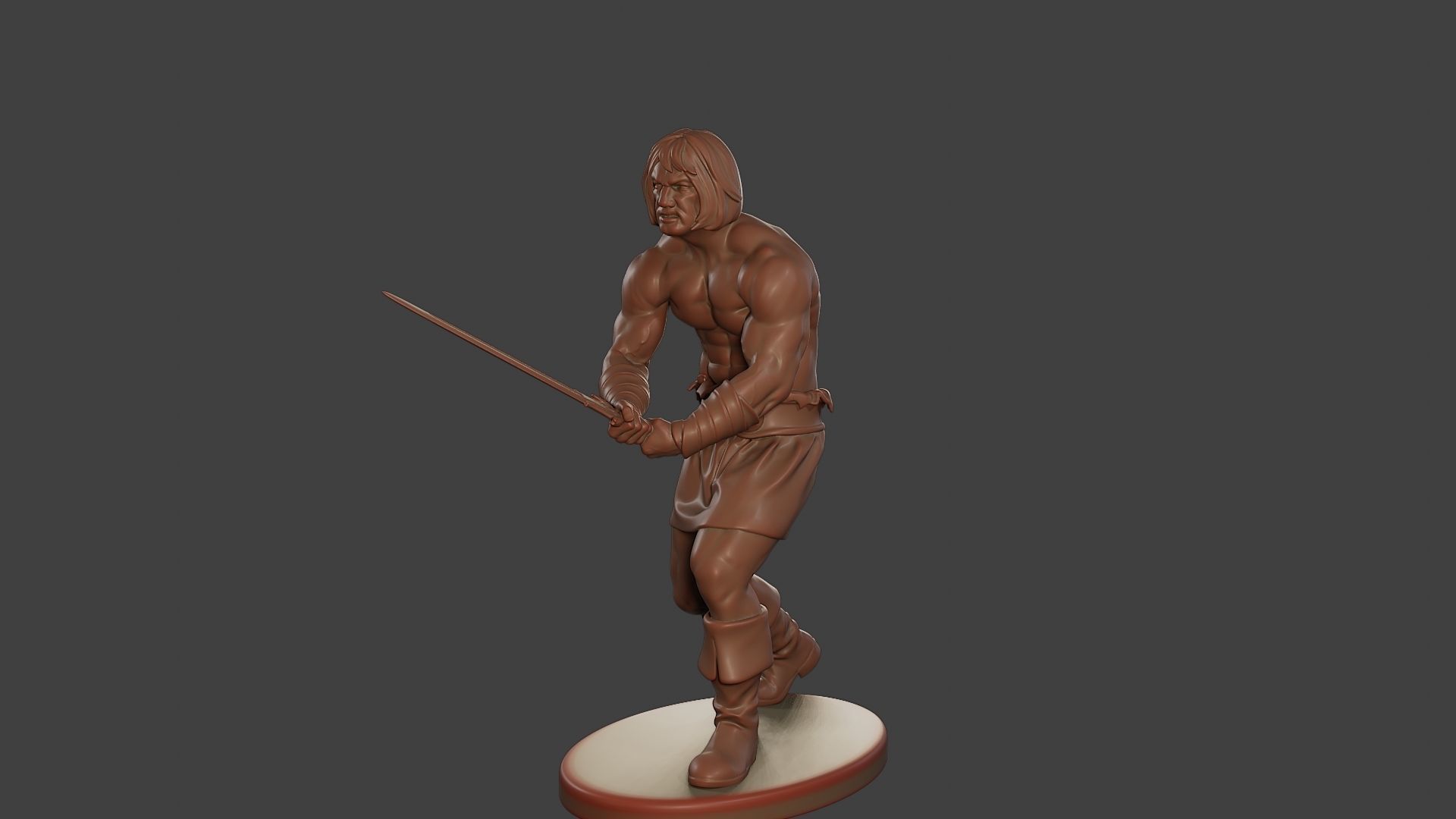 Male Barbarian 2HSword Combat2 3D print model_2