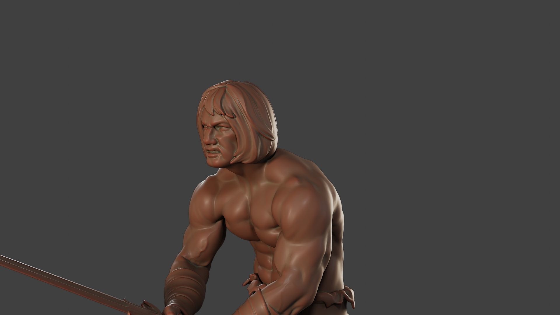 Male Barbarian 2HSword Combat2 3D print model_18