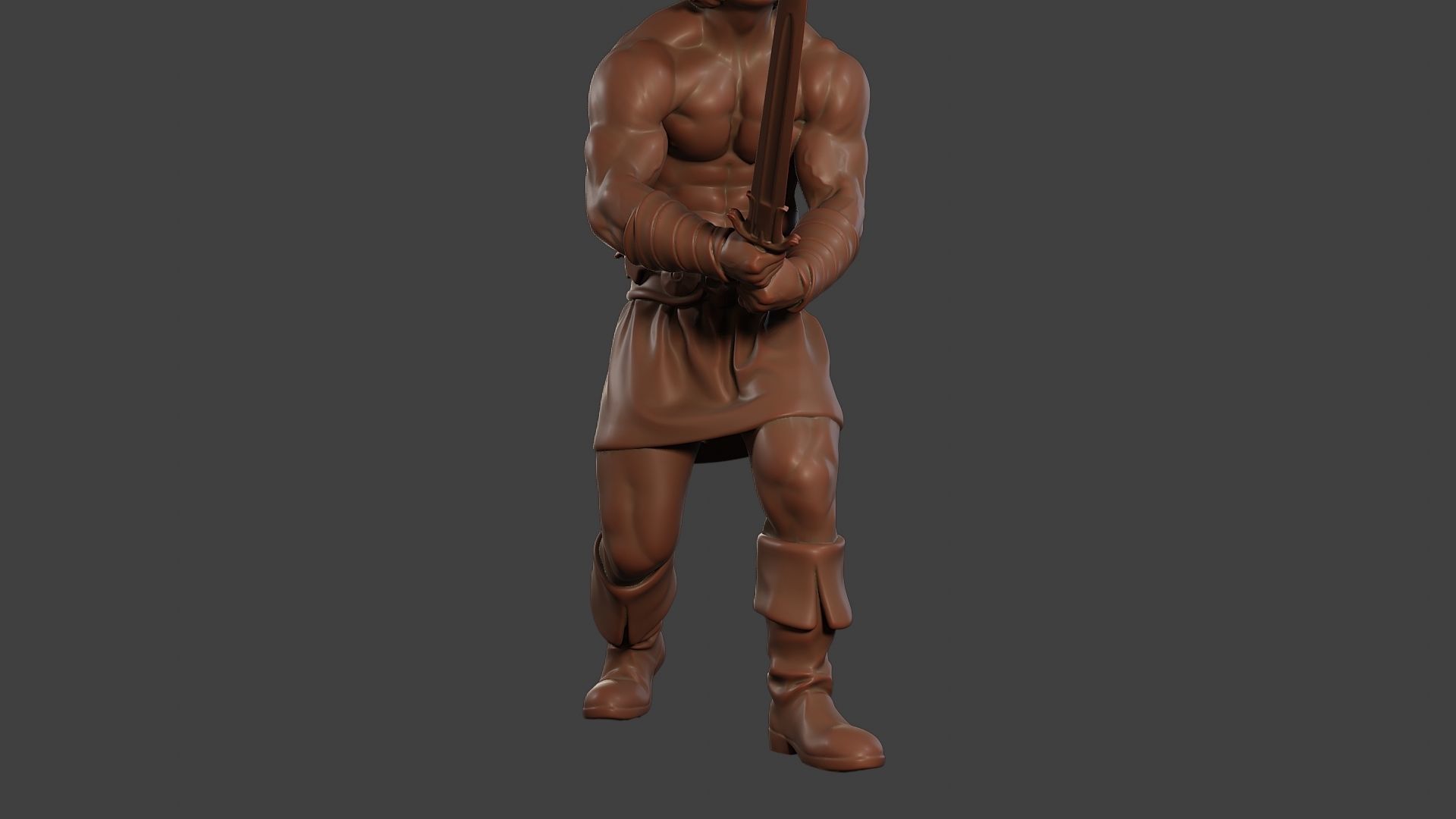 Male Barbarian 2HSword Combat2 3D print model_28