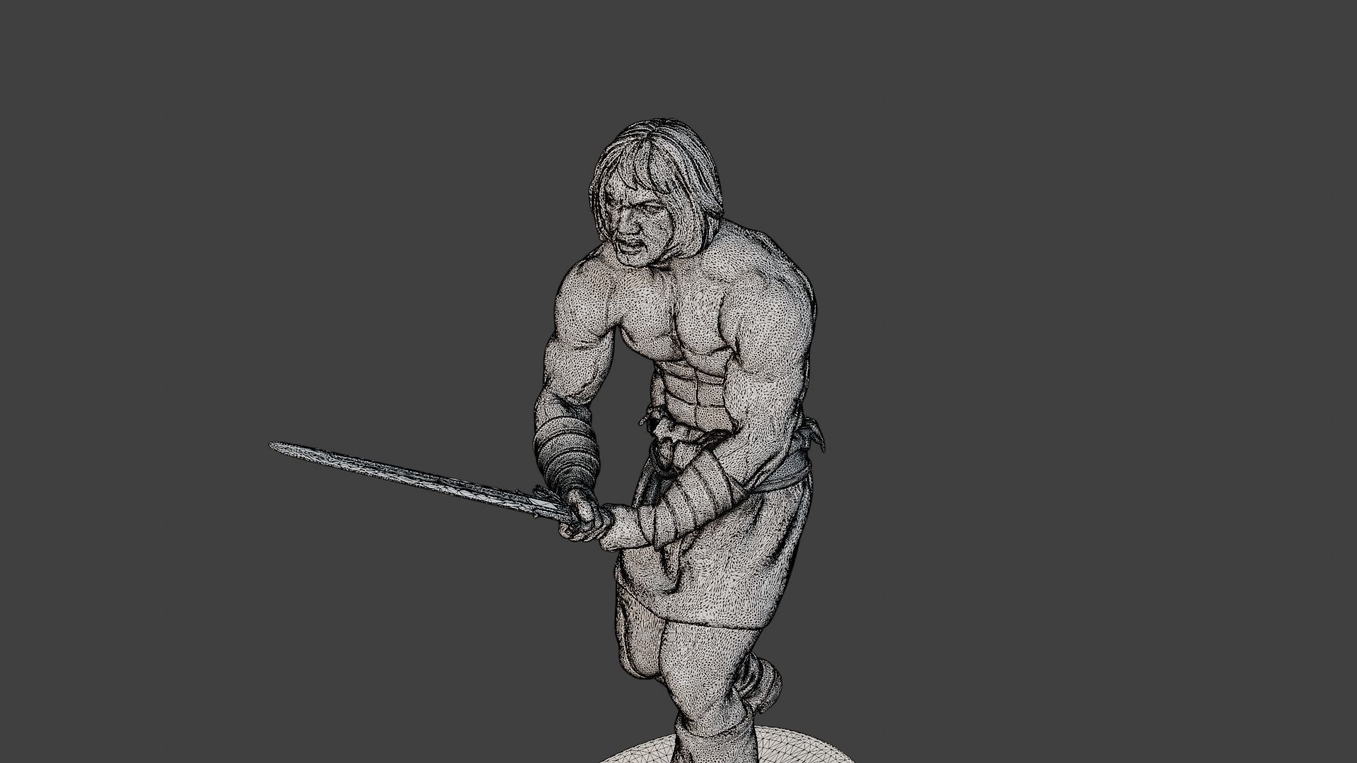 Male Barbarian 2HSword Combat2 3D print model_12