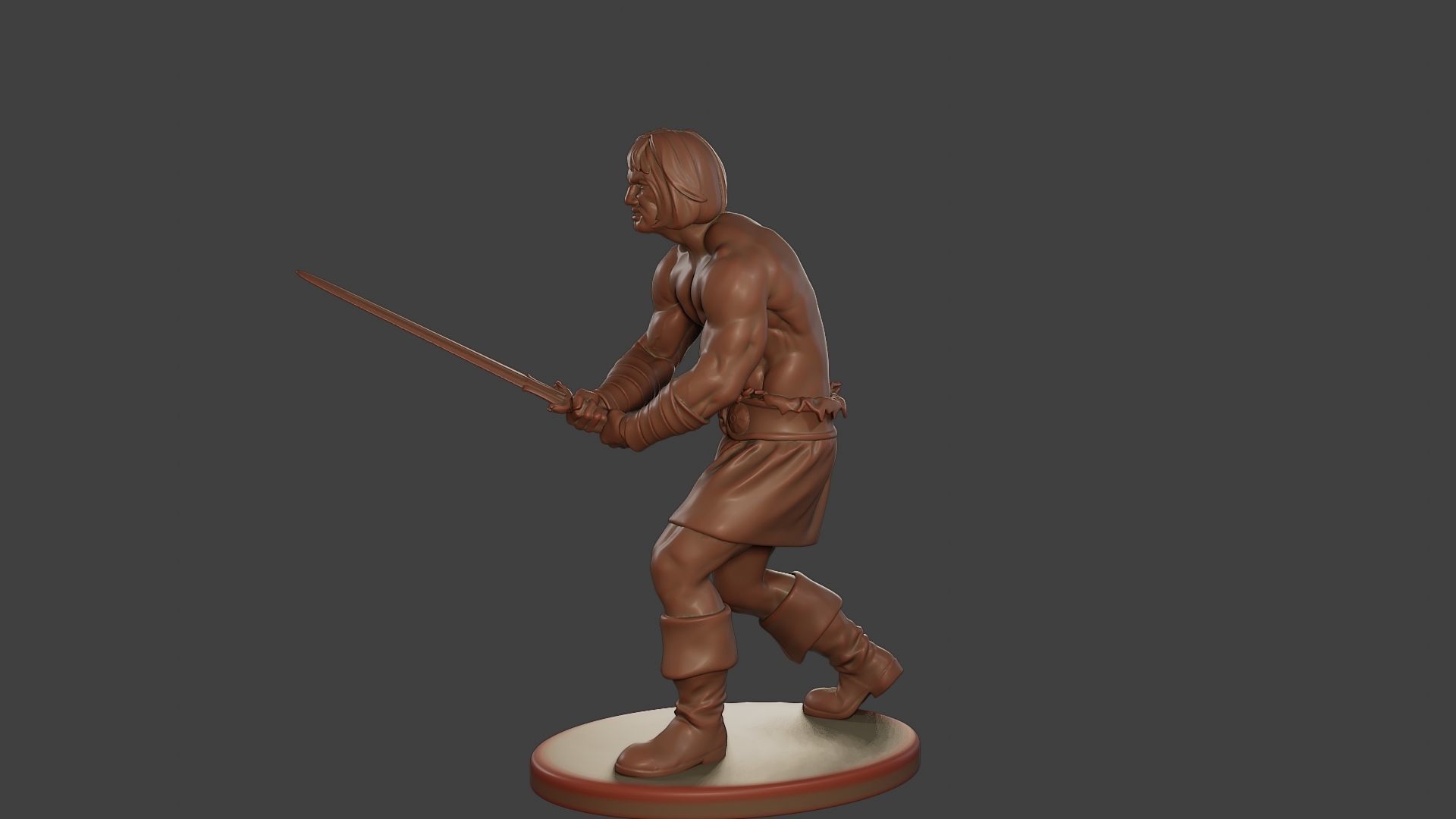 Male Barbarian 2HSword Combat2 3D print model_3