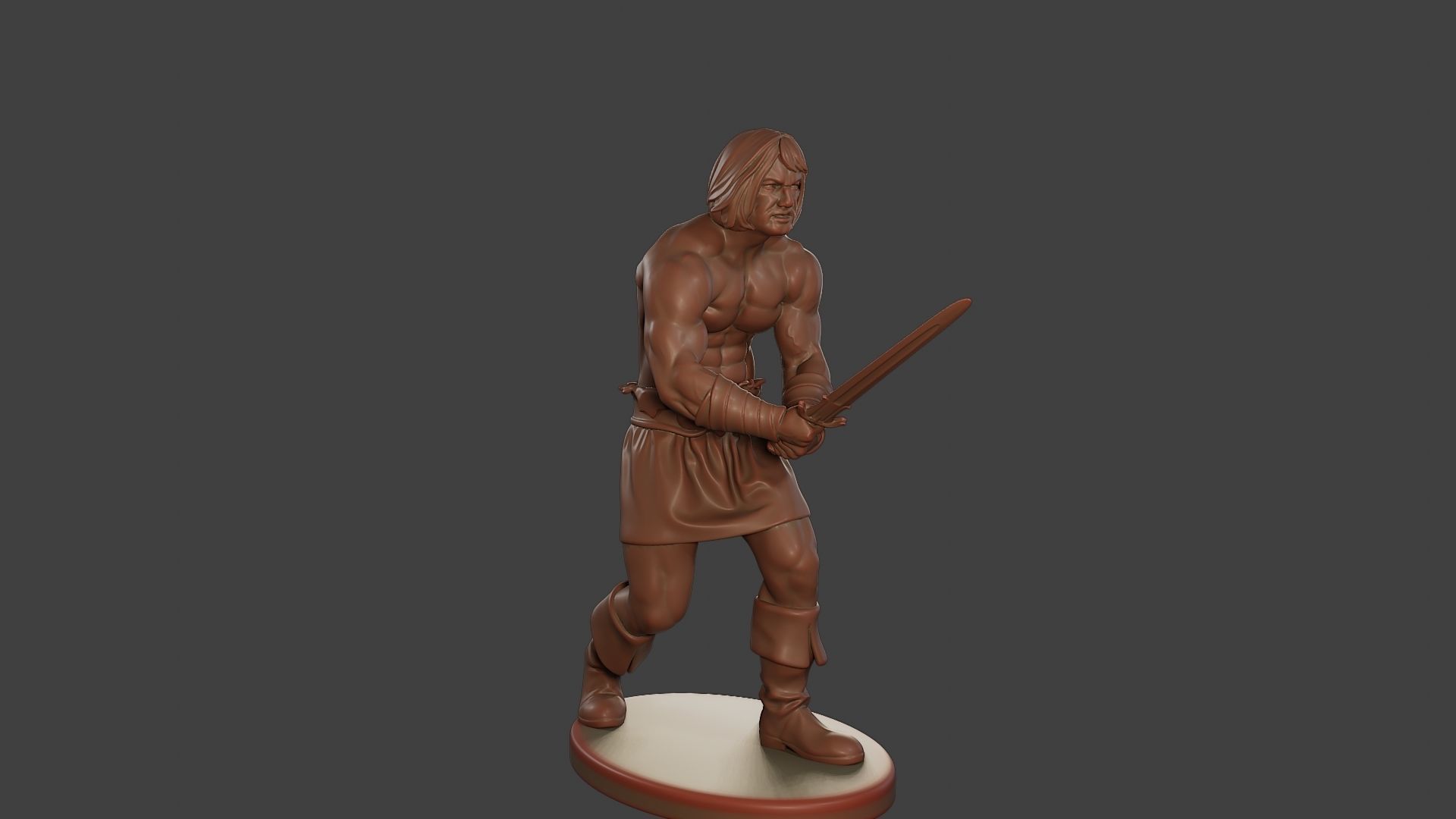 Male Barbarian 2HSword Combat2 3D print model_10