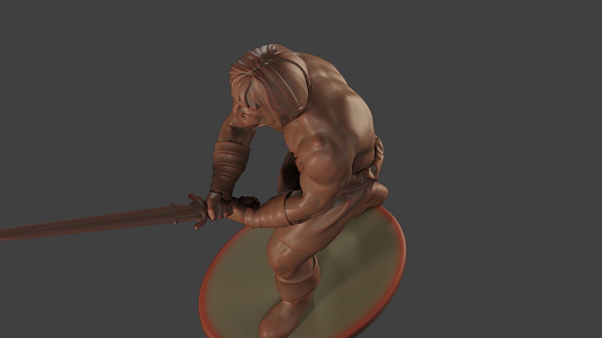 Male Barbarian 2HSword Combat2 3D print model_16