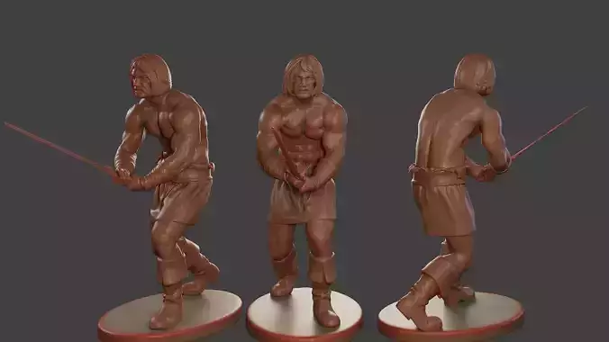 Male Barbarian  2HSword Combat2 3D print model